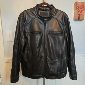 Wilsons Mens Leather Black Thinsulate Thermal Motor Bikers Jacket Size L
